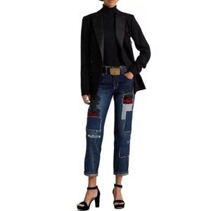 NWT‎ LAUREN RALPH LAUREN Patchwork Relaxed Tapered Ankle Jeans Waist 27 Size 4